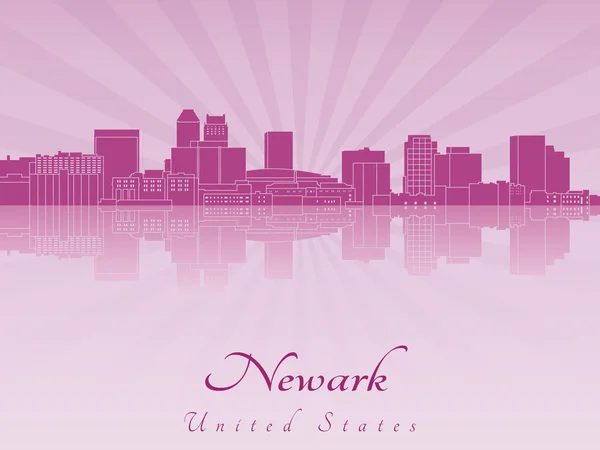Newark skyline en orchidée rayonnante pourpre — Image vectorielle