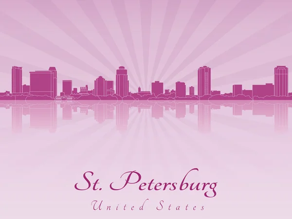 St. Petersburg skyline lila sugárzó orchidea — Stock Vector