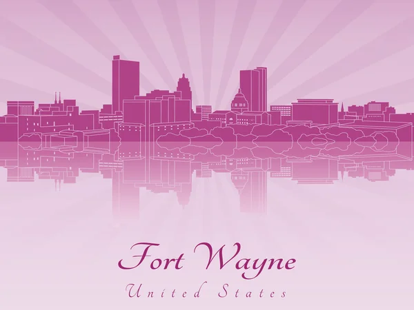 Skyline de Fort Wayne en orquídea radiante púrpura — Archivo Imágenes Vectoriales