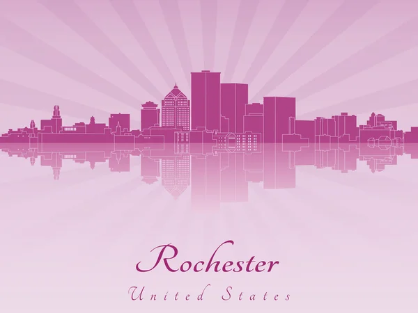 Rochester skyline lila sugárzó orchidea — Stock Vector