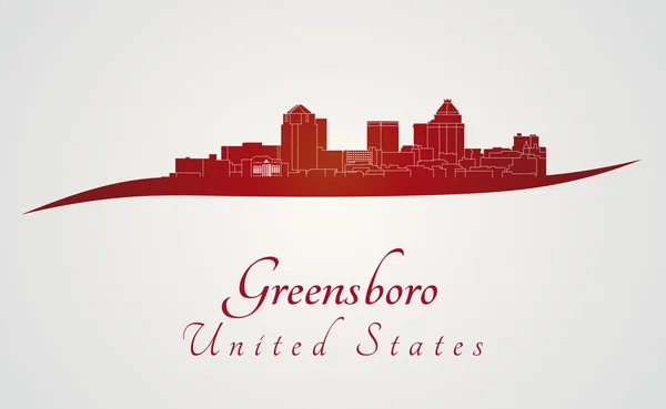 Greensboro Panorama v červené barvě — Stockový vektor