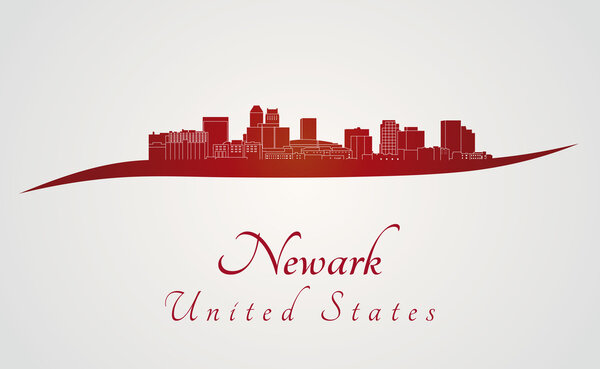 Newark skyline in red