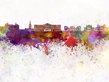 Oslo manzarası suluboya arka planda