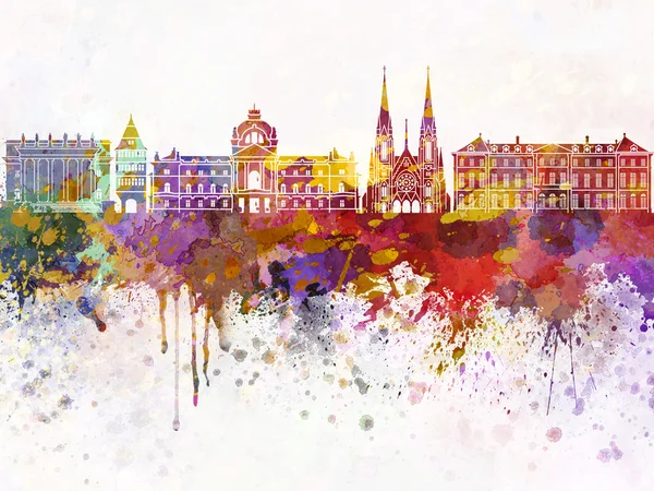 Strasbourg skyline in watercolor background — Stock Photo, Image