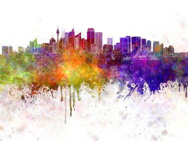 Sydney v2 manzarası suluboya arka planda