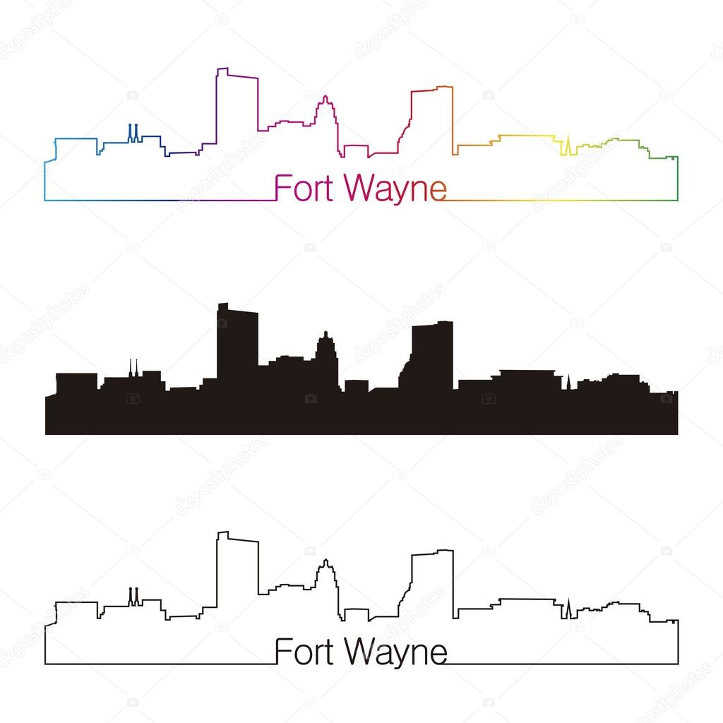 Fort Wayne skyline linear style with rainbow Stock Vector Image by