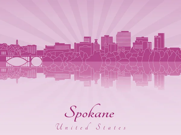 Skyline Spokane in orchidea radiante viola — Vettoriale Stock