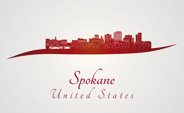 Skyline Spokane in rosso — Vettoriale Stock