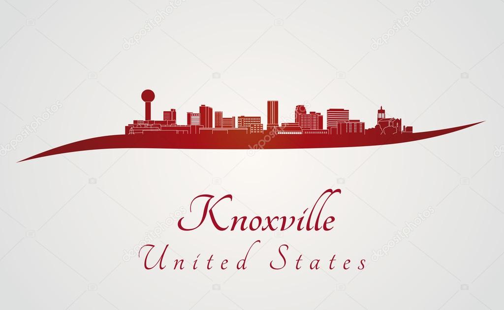 Knoxville skyline in red