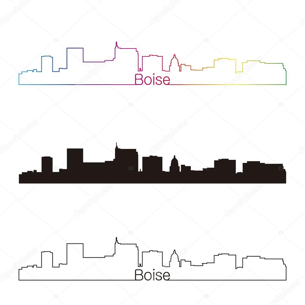 Boise skyline linear style with rainbow