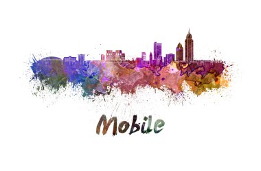 Mobile skyline in watercolor clipart
