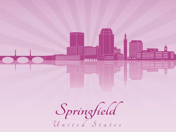 Springfield MA skyline en orquídea radiante púrpura — Archivo Imágenes Vectoriales