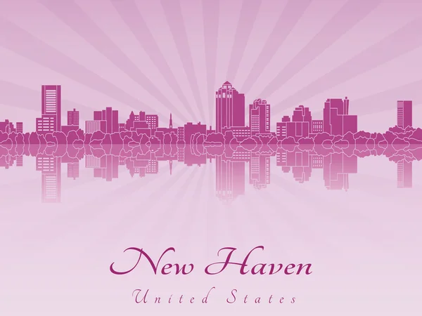 New Haven skyline em roxo orquídea radiante — Vetor de Stock