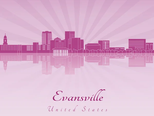 Evansville skylin in paarse radiat orchid — Stockvector