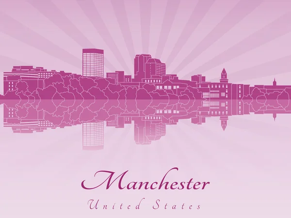 Manchester, nh skyline in violett leuchtender orchidee — Stockvektor