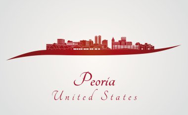 Peoria skyline in red clipart