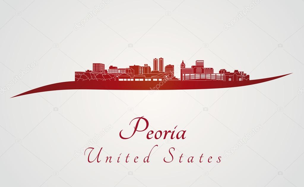 Peoria skyline in red