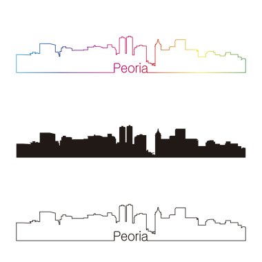 Peoria skyline linear style with rainbow clipart