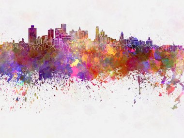 Brooklyn manzarası suluboya arka planda