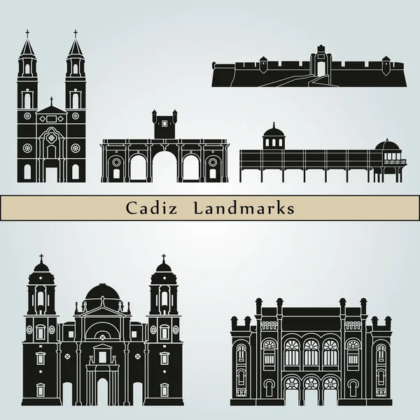 Cadiz Landmarks — Stock Vector