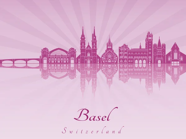 Базель skyline у фіолетовий сяючою орхідея — стоковий вектор