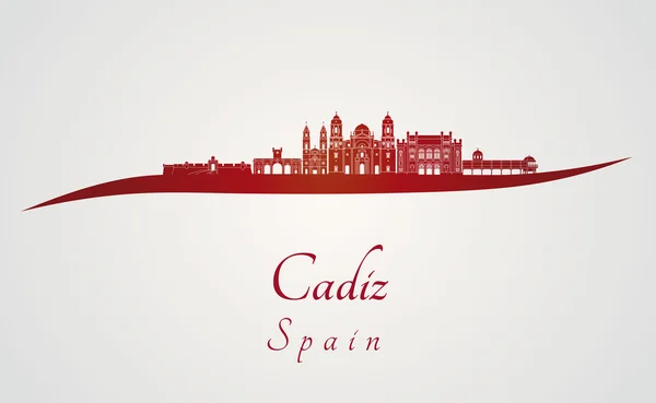 Cadiz skyline in red — Stock Vector