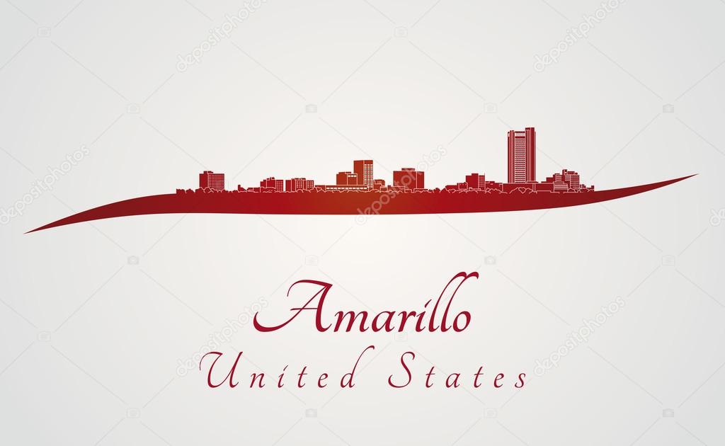 Amarillo skyline in red