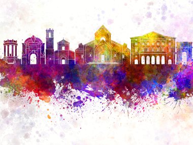Ancona manzarası suluboya arka planda