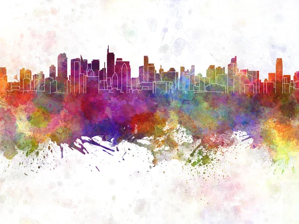 Makati skyline in watercolor background — Stock Photo, Image