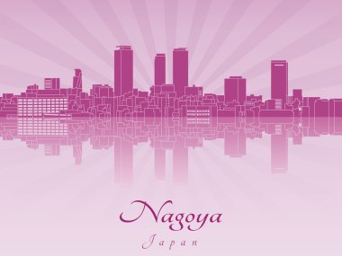 Nagoya manzarası içinde mor parlak orkide