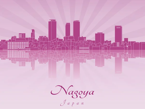 Nagoya skyline lila sugárzó orchidea — Stock Vector