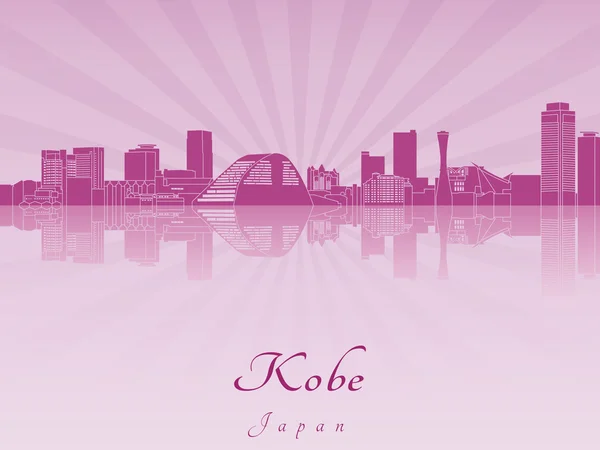 Kobe skylinein viola orchidea radiante — Vettoriale Stock