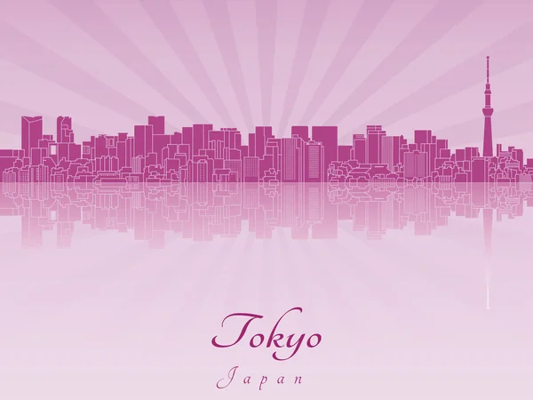 Panoramę Tokio V2 w purpurowa orchidea promienna — Wektor stockowy