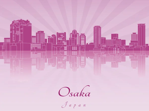 Osaka skyline lila sugárzó orchidea — Stock Vector