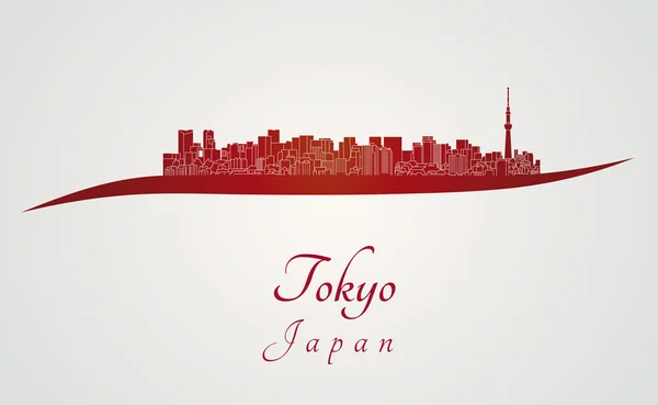 Tokyo V2 skyline in het rood — Stockvector