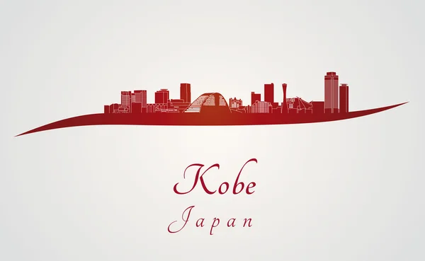 Kobe Panorama v červené barvě — Stockový vektor