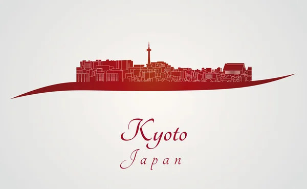 Kyoto skyline in red — Stock Vector