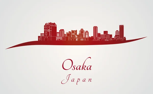 Osaka skyline i rött — Stock vektor