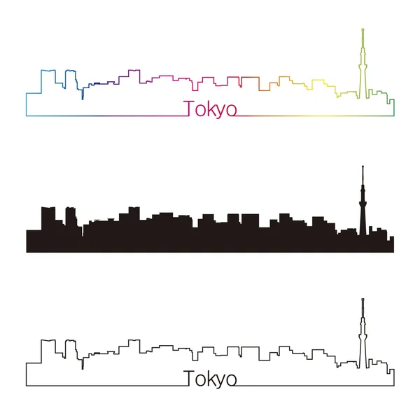 Tokyo V2 skyline estilo lineal con arco iris — Archivo Imágenes Vectoriales