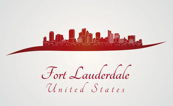 Skyline de Fort Lauderdale en rouge — Image vectorielle