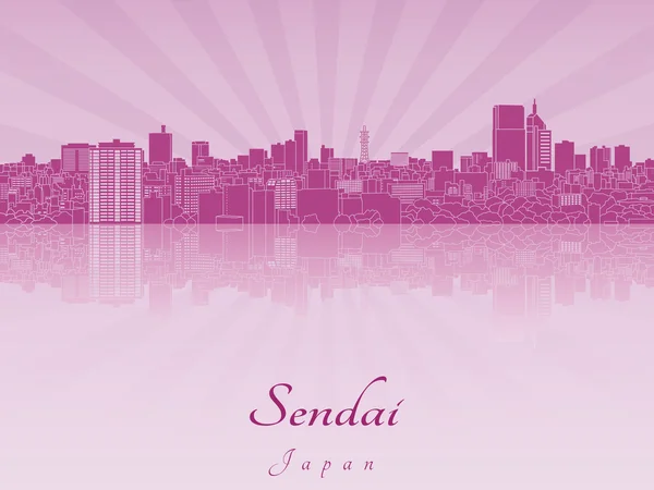 Sendai panoramę w purpurowa orchidea promienna — Wektor stockowy