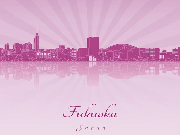 Skyline de Fukuoka en orquídea radiante púrpura — Vector de stock