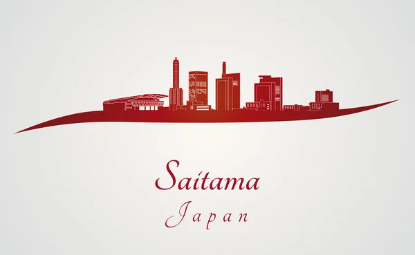 Saitama skyline in red — Stock Vector