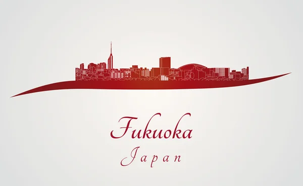 Fukuoka skyline i rött — Stock vektor