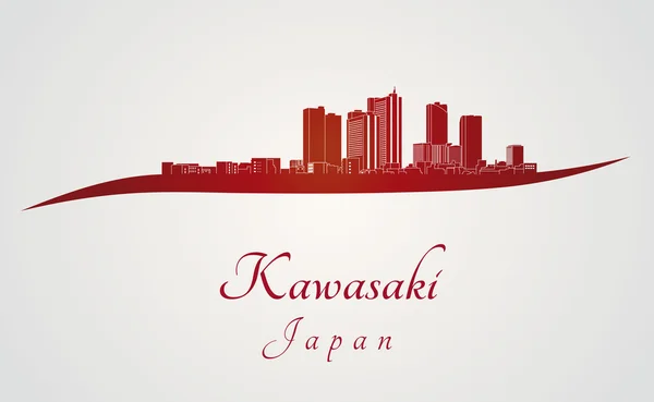 Skyline Kawasaki in rosso — Vettoriale Stock