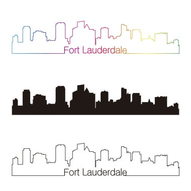 Fort lauderdale skyline linear style with rainbow
