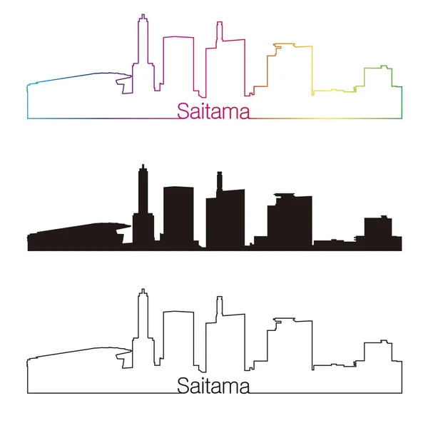 Saitama skyline linear style with rainbow — Stock Vector