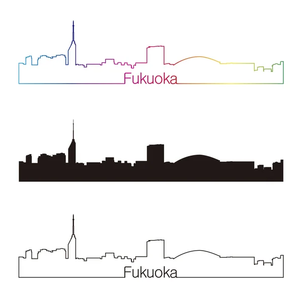 Fukuoka skyline lineaire stijl met regenboog — Stockvector
