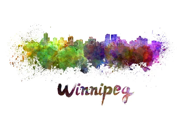 Skyline winnipeg em aquarela — Fotografia de Stock