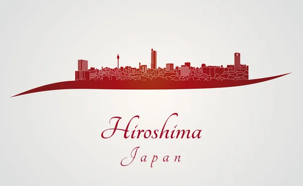 Skyline de Hiroshima en rojo — Vector de stock